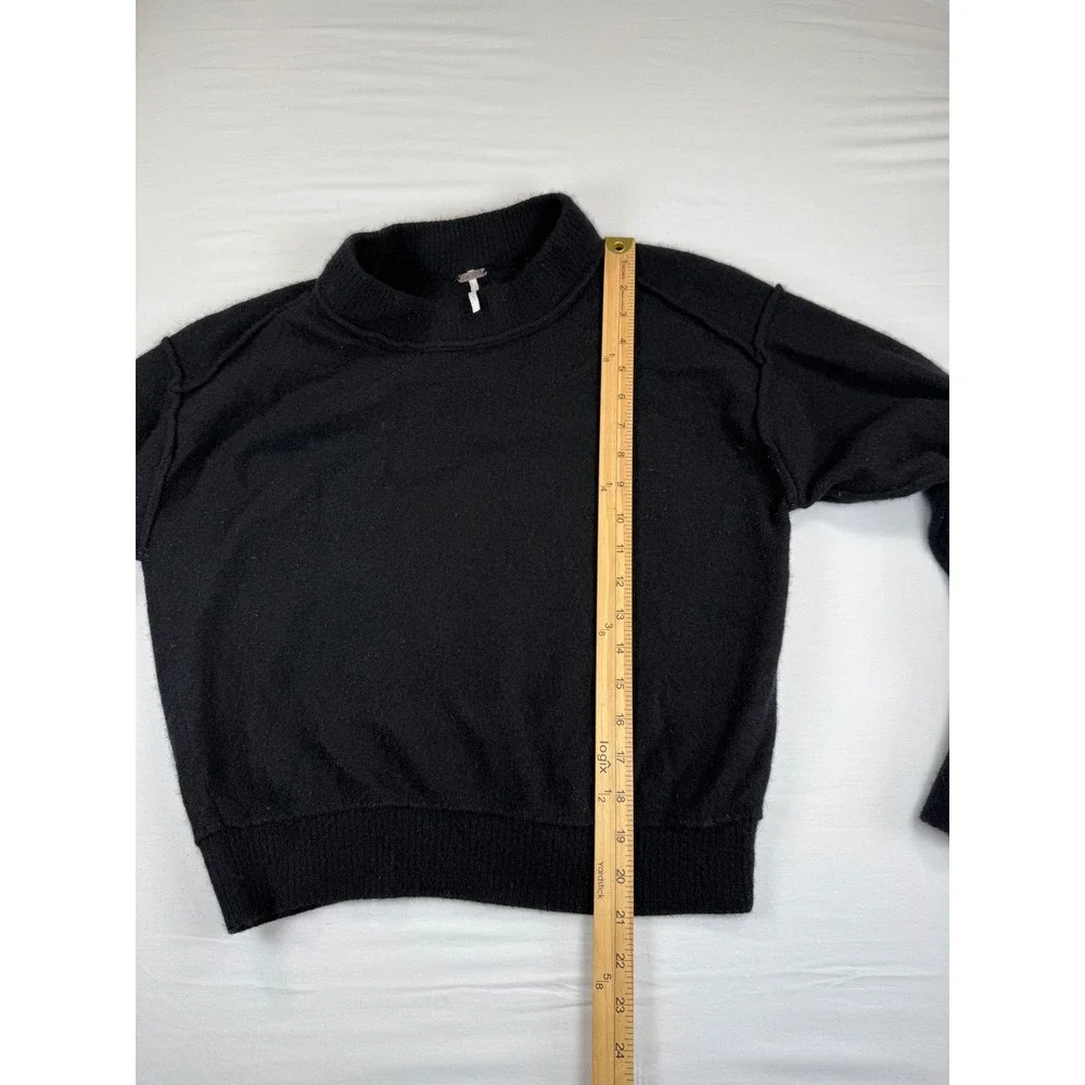 100% Cashmere Free People Womens Mock‎ Neck Sweater Black Size L